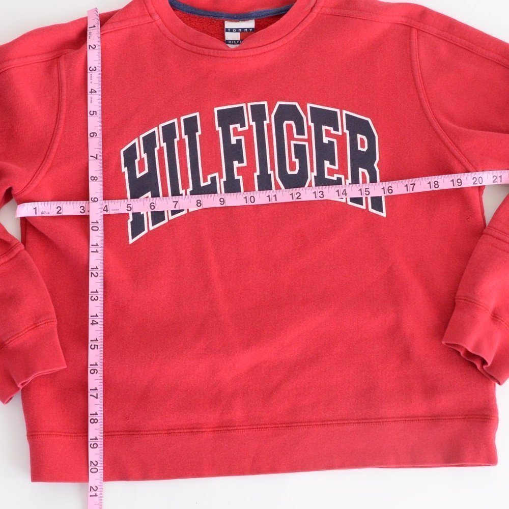 Vintage  90's Y2K Tommy Hilfiger Red Crewneck Sweater Size Large - Picture 5 of 13